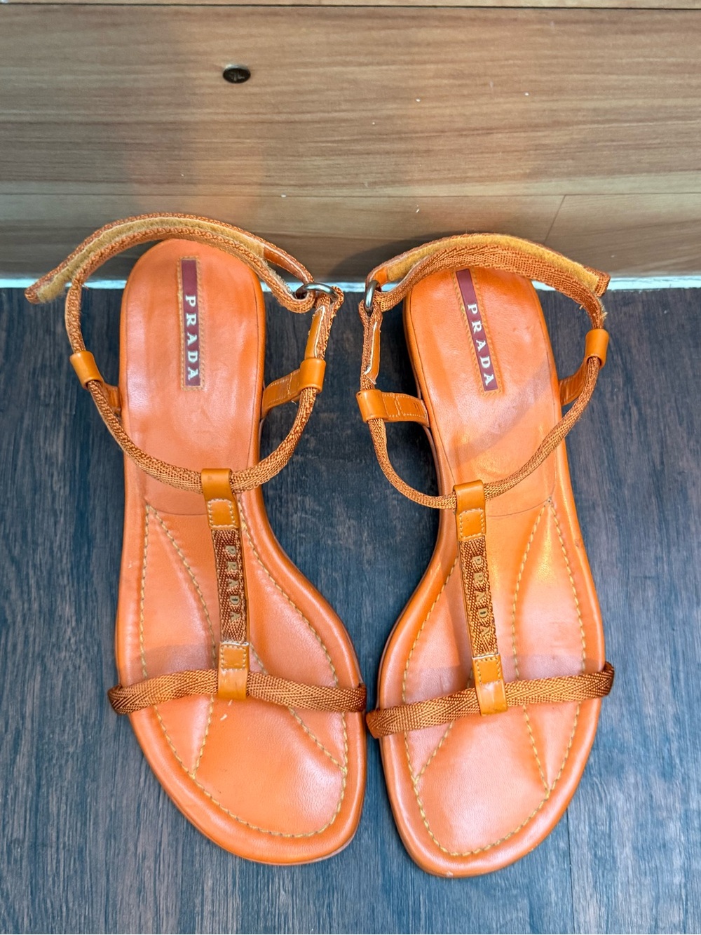 Vintage Early 2000’s Orange Prada Sport Kitten Heels